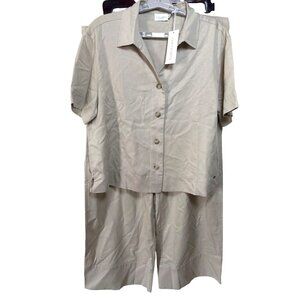 Cozy Earth Size Large 2 Piece Set Top Pants Lived In Linen Sand Tan Lounge Wear